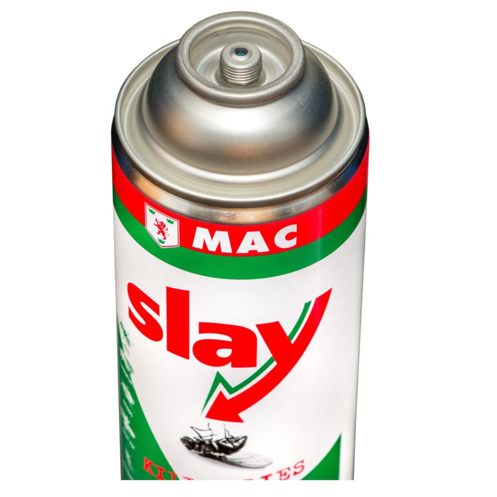 MAC Slay Professional Dry Insecticide Auto 500ml can with threaded valve, commercial automatic dispenser insect spray