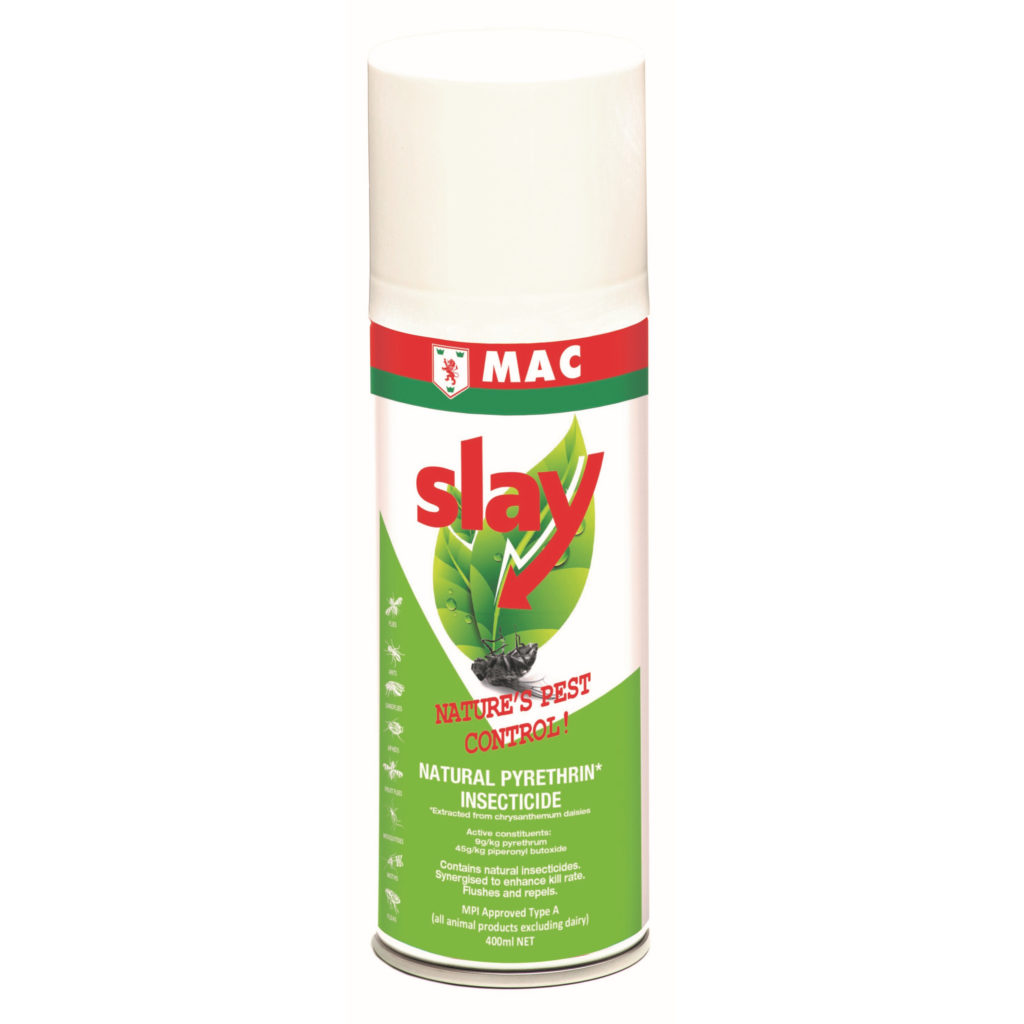 MAC Slay Natural Insecticide 400ml aerosol can for automatic dispensers, plant-based insect spray for flying insect control in homes, food prep, and sensitive environments