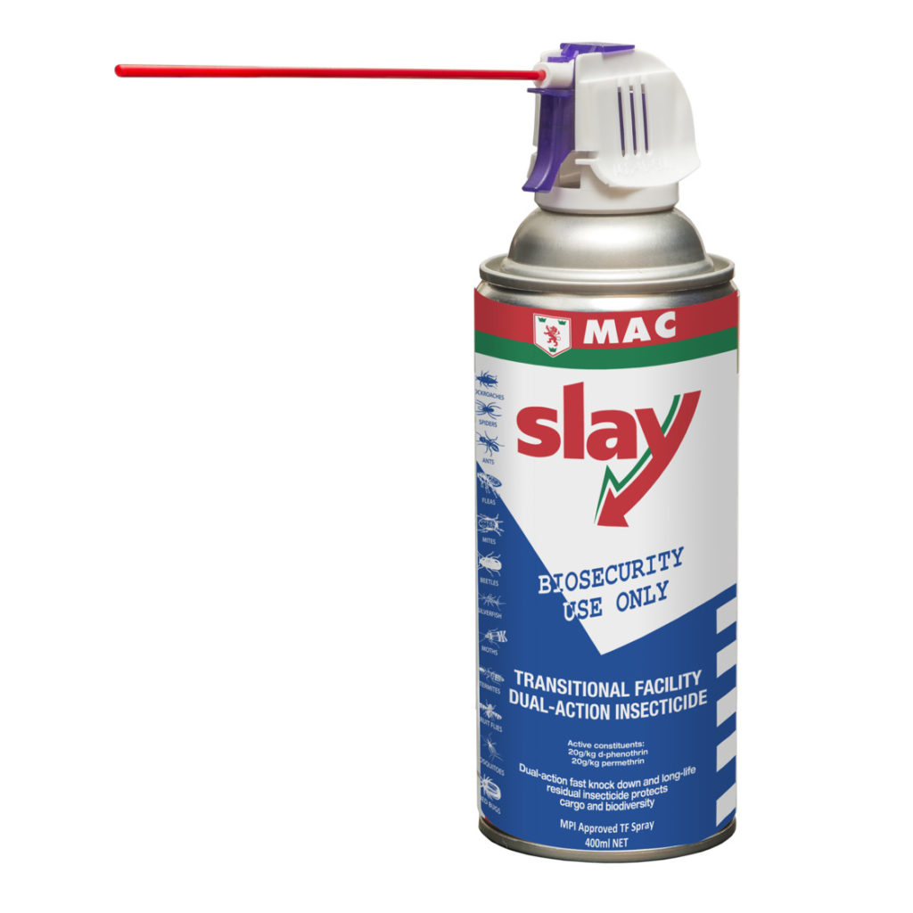 MAC Slay Transitional Facility Insecticide spray bottle – MPI approved border biosecurity insecticide