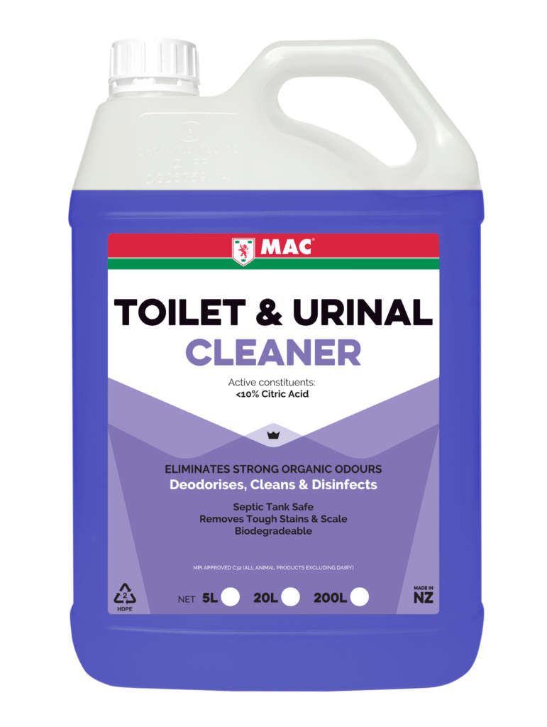 MAC Toilet and Urinal Cleaner 5L bottle – commercial grade gel, MPI C32, made in New Zealand